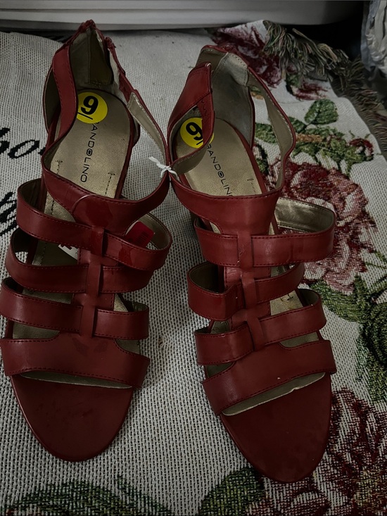 Bandolino Shoes - Bandolino Red Strappy Block Heel Sandals